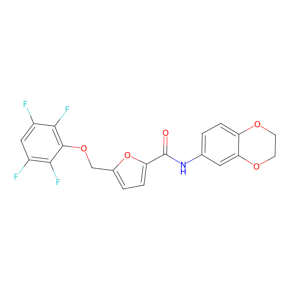 N-(2,3-dihydro-1,4-benzodioxin-6-yl)-5-[(2,3,5,6-tetrafluorophenoxy)methyl]furan-2-carboxamide molecular structure, CAS 834913-99-4