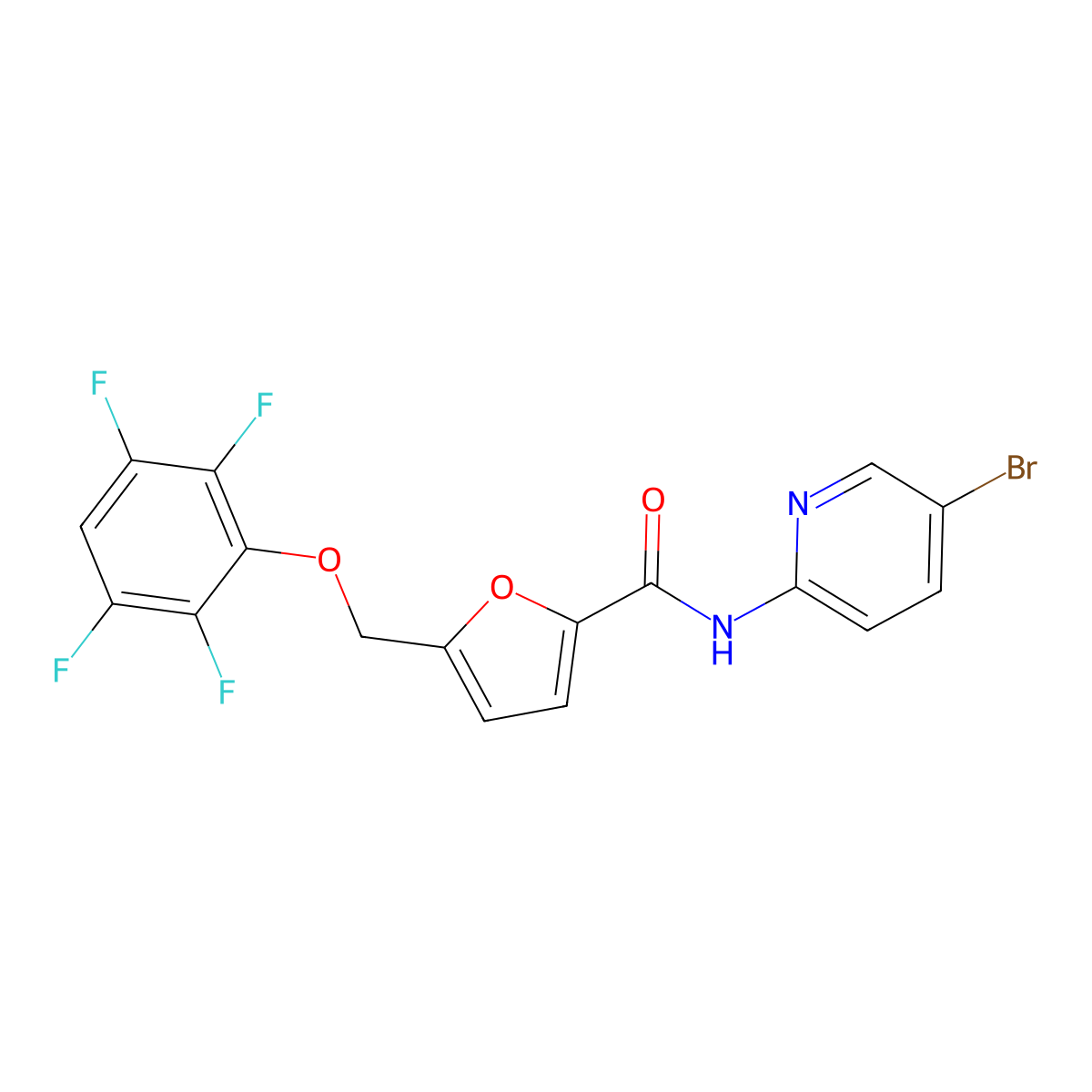 N-(5-bromopyridin-2-yl)-5-[(2,3,5,6-tetrafluorophenoxy)methyl]furan-2-carboxamide molecular structure, CAS 834914-00-0