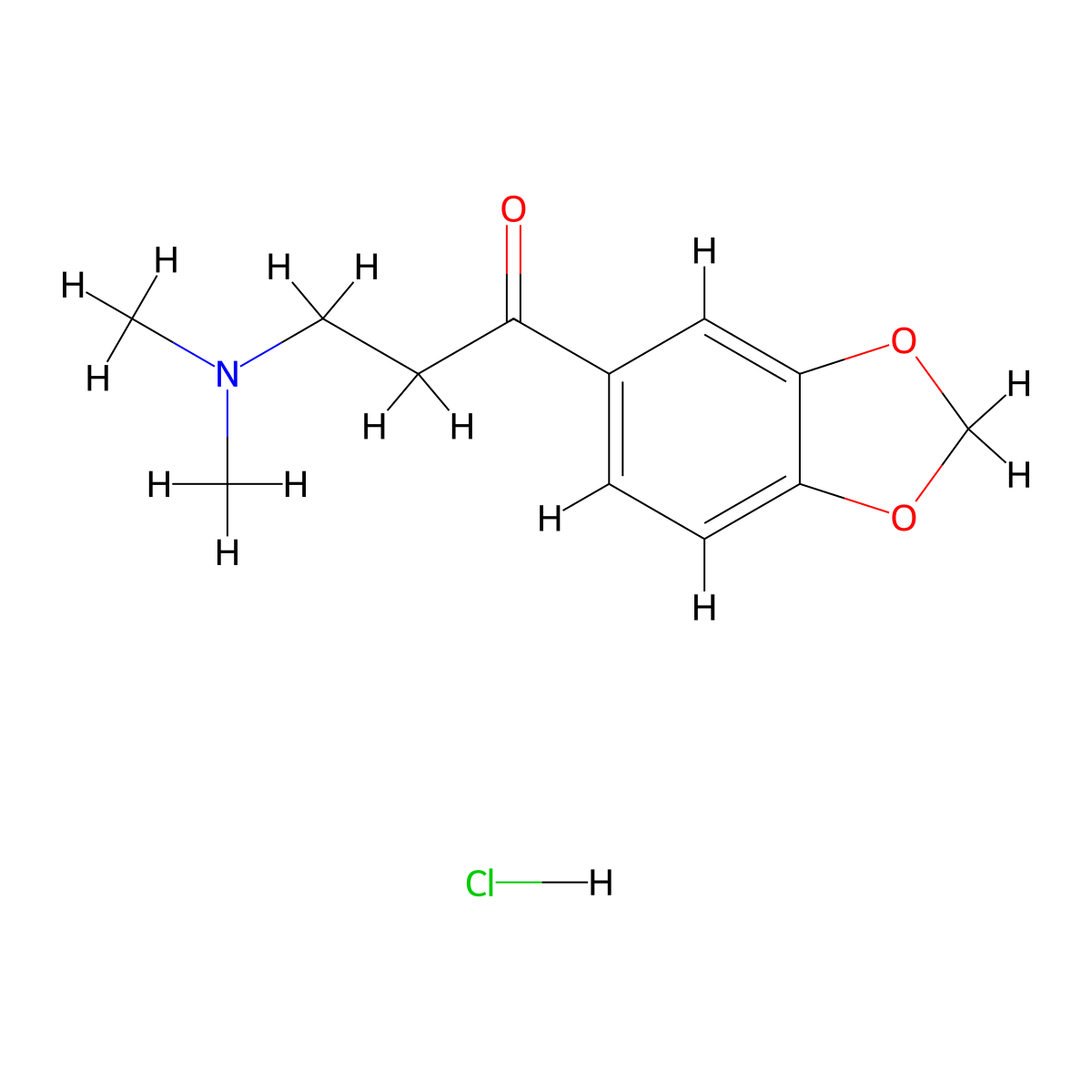 1-Propanone, 1-(1,3-benzodioxol-5-yl)-3-(dimethylamino)-, hydrochloride molecular structure, CAS 835-93-8