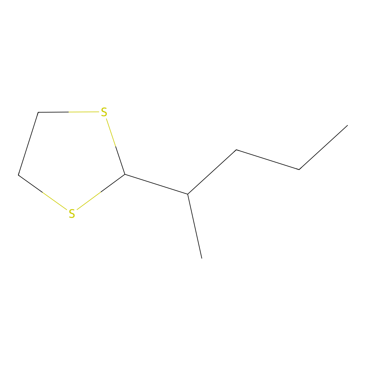 1,3-Dithiolane, 2-(1-methylbutyl)- molecular structure, CAS 83521-63-5