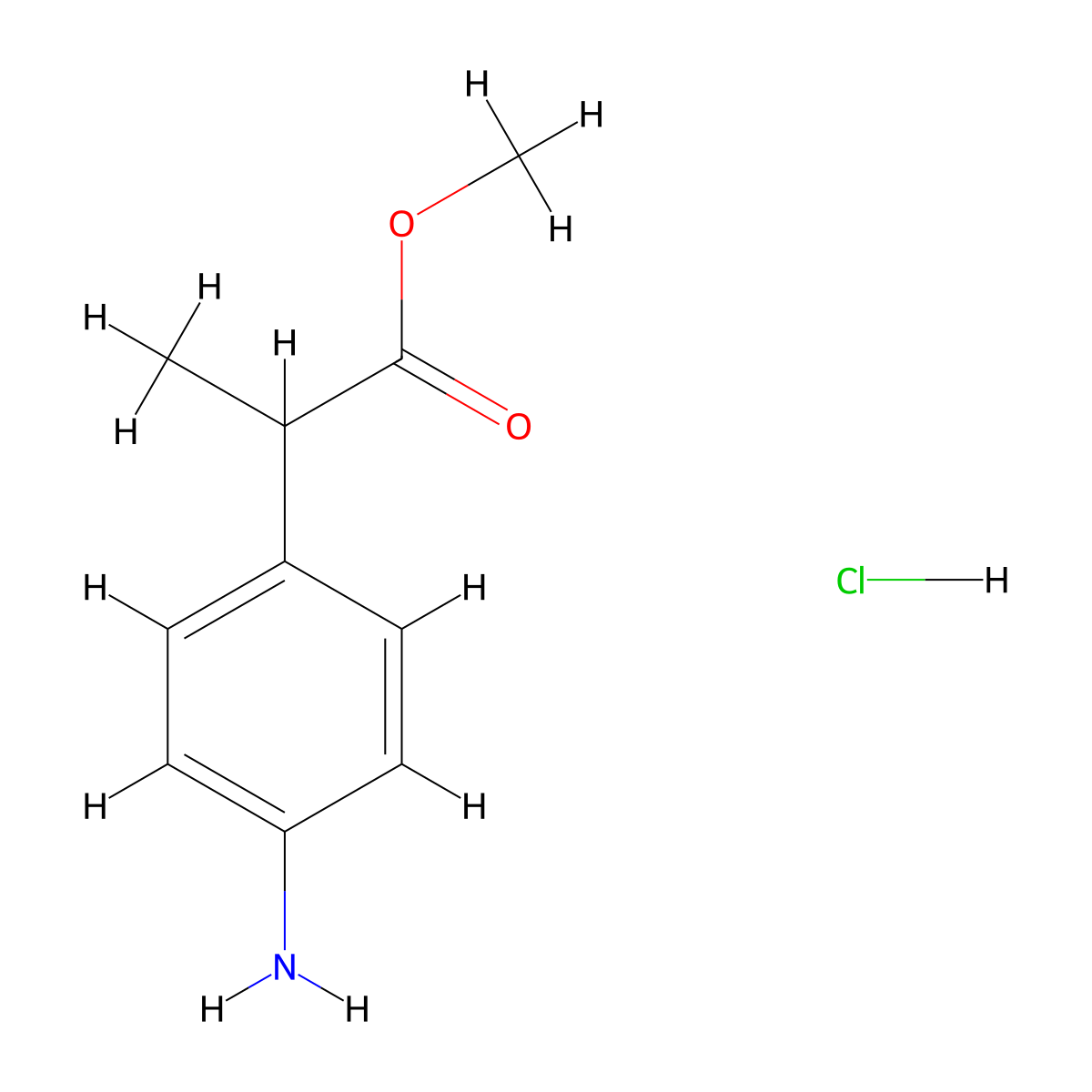 Methyl 2-(4-aminophenyl)propanoate hydrochloride molecular structure, CAS 83528-15-8