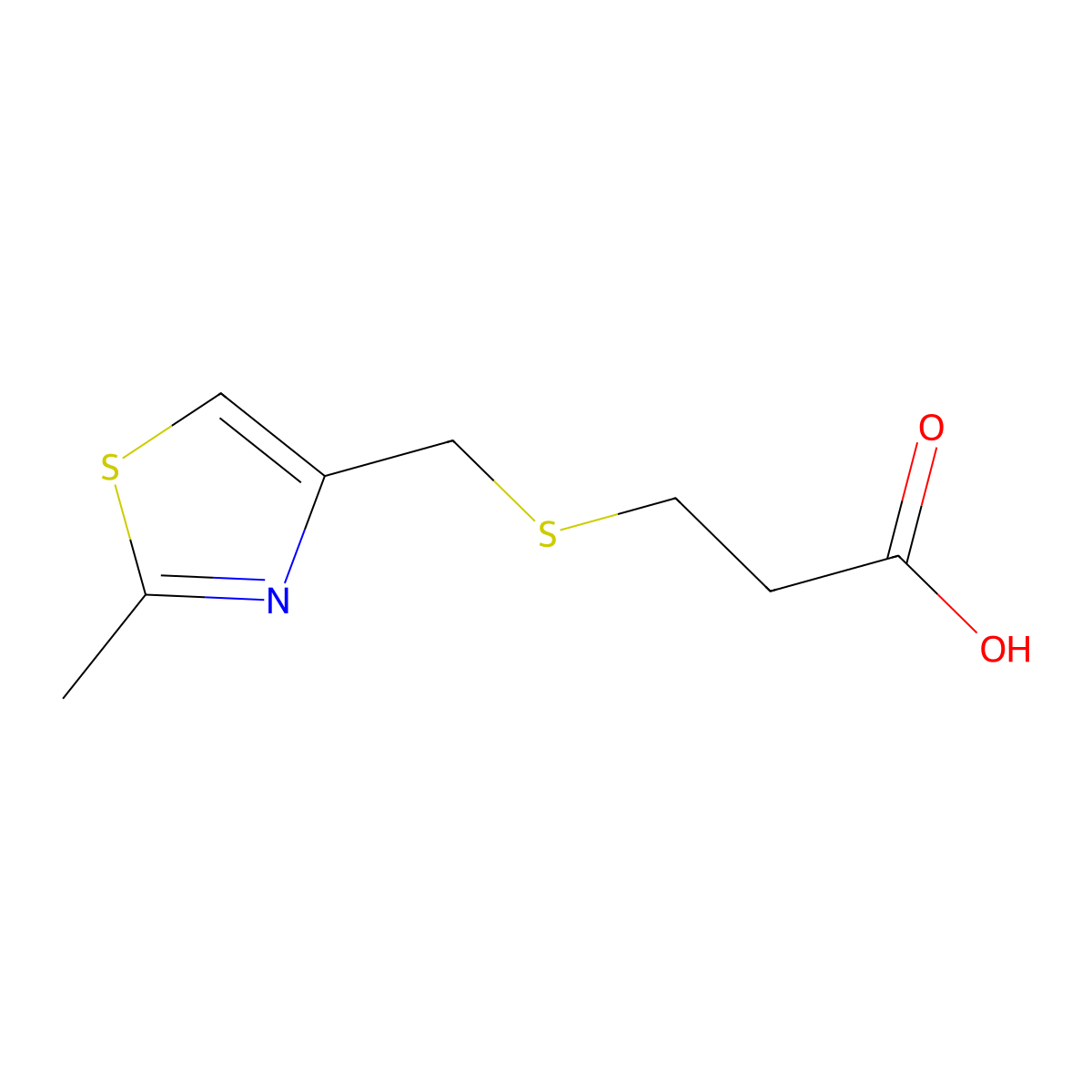 3-(((2-Methyl-1,3-thiazol-4-yl)methyl)sulfanyl)propanoic acid molecular structure, CAS 83530-31-8
