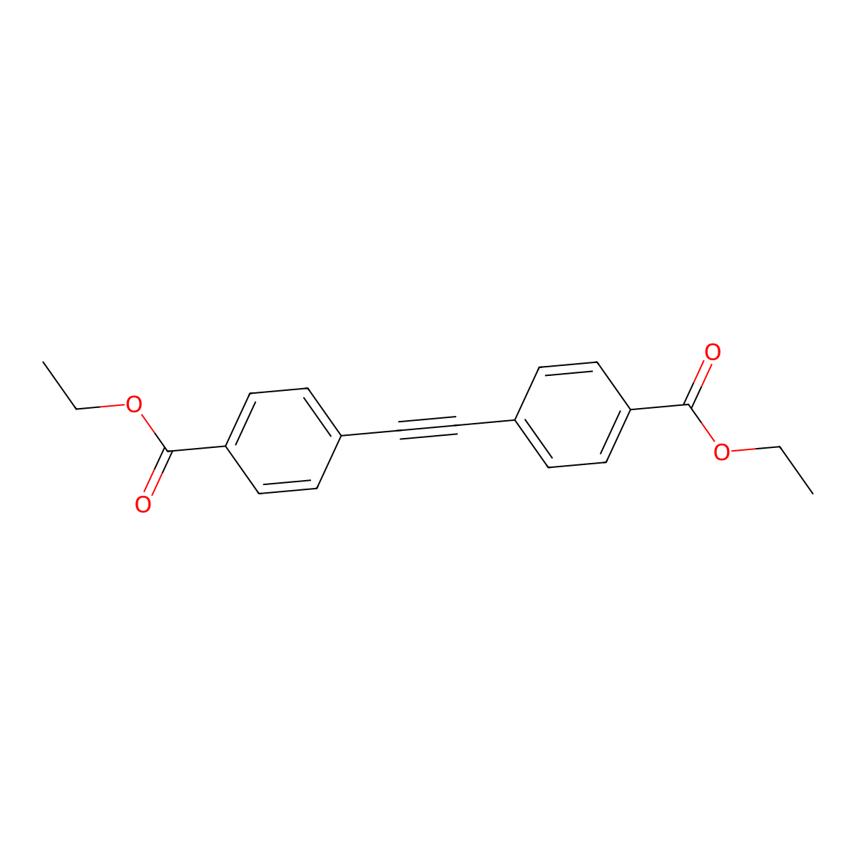 Diethyl 4,4'-(ethyne-1,2-diyl)dibenzoate molecular structure, CAS 83536-13-4