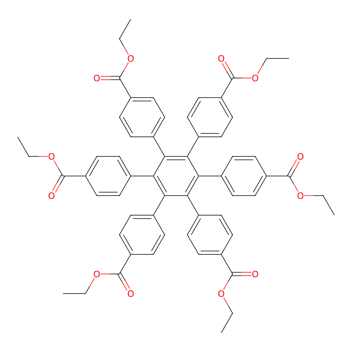 Hexakis[4-(ethoxycarbonyl)phenyl]benzene molecular structure, CAS 83536-14-5