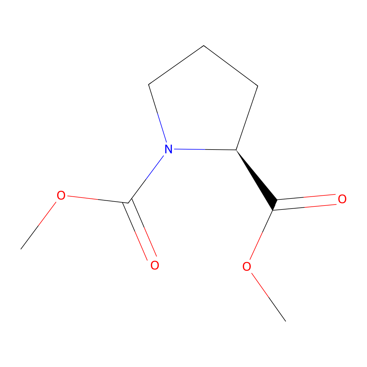 (S)-Dimethyl pyrrolidine-1,2-dicarboxylate molecular structure, CAS 83541-81-5