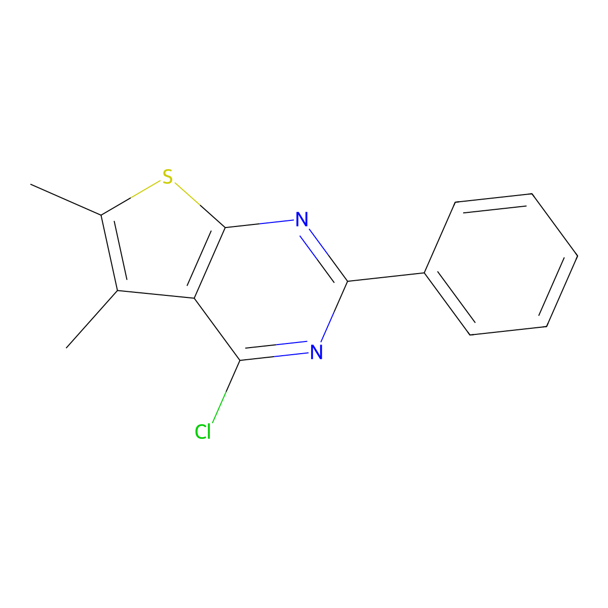 4-Chloro-5,6-dimethyl-2-phenylthieno[2,3-d]pyrimidine molecular structure, CAS 83548-60-1