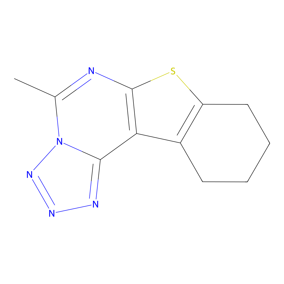 5-Methyl-8,9,10,11-tetrahydro[1]benzothieno[3,2-e]tetrazolo[1,5-c]pyrimidine molecular structure, CAS 83548-70-3