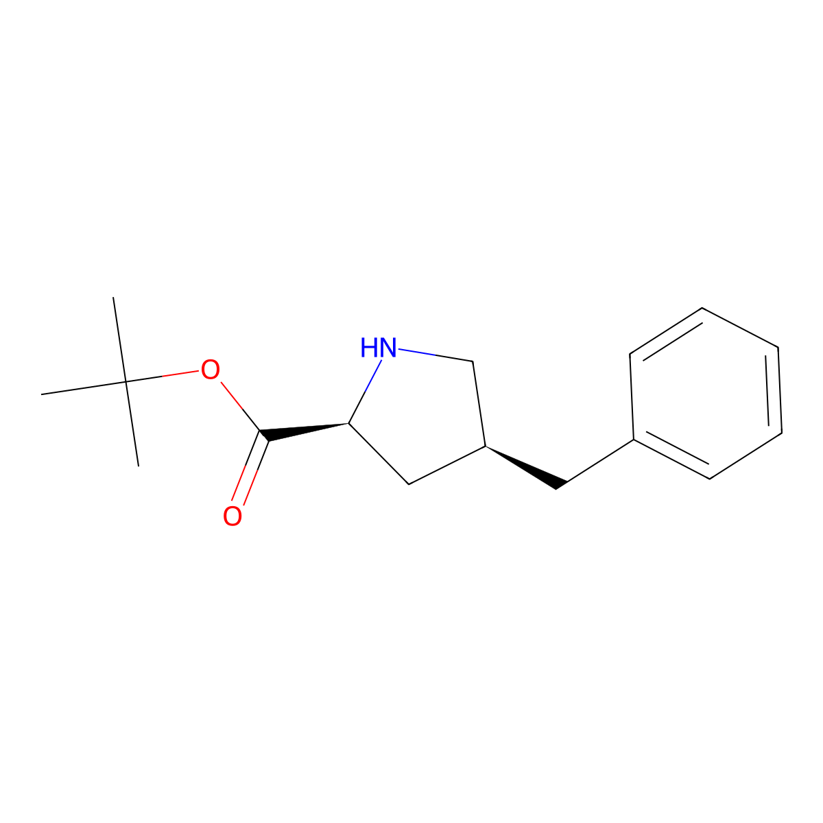 rac-tert-butyl (2R,4R)-4-benzylpyrrolidine-2-carboxylate molecular structure, CAS 83551-93-3