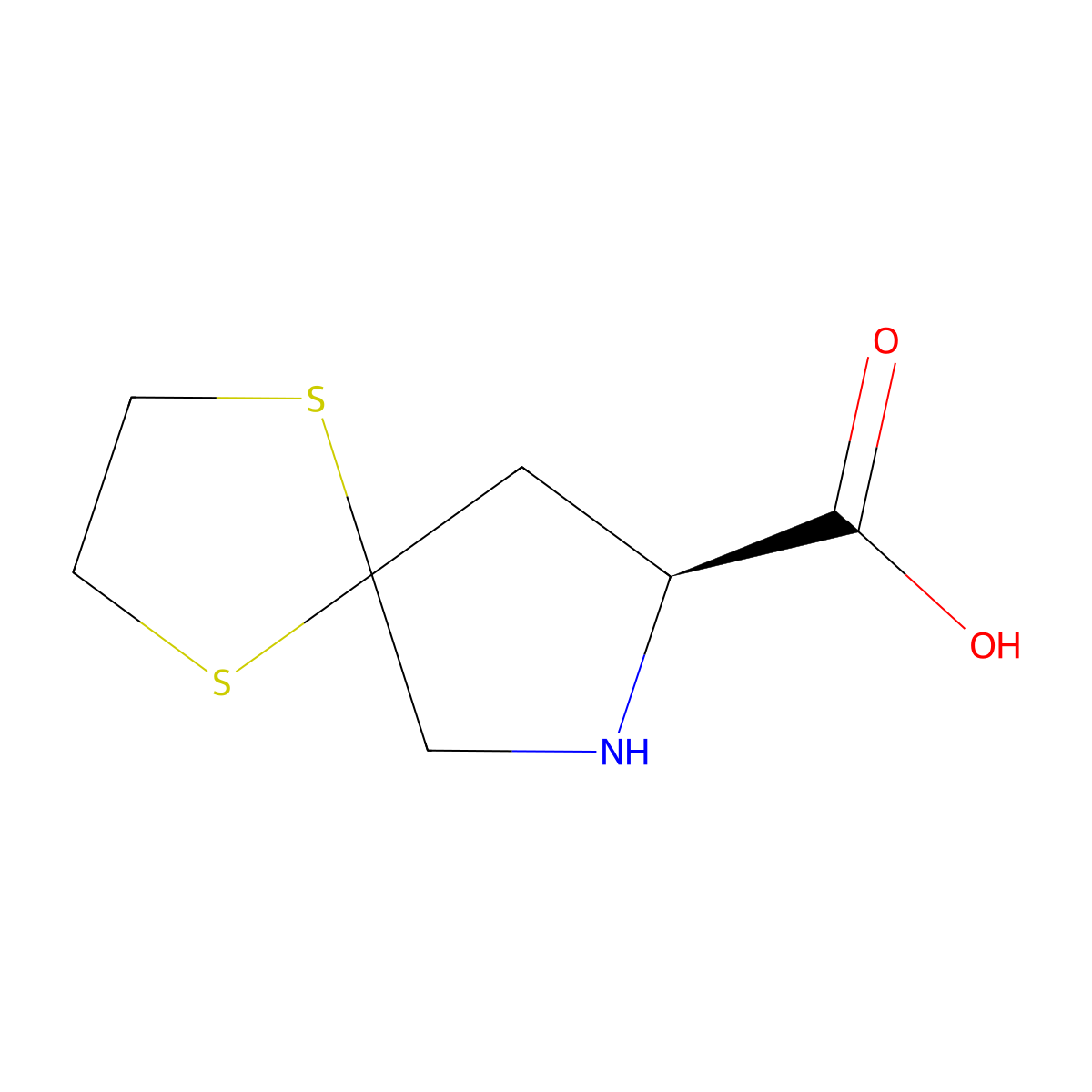 1,4-Dithia-7-azaspiro[4.4]nonane-8-carboxylic acid, (8S)- molecular structure, CAS 83552-44-7