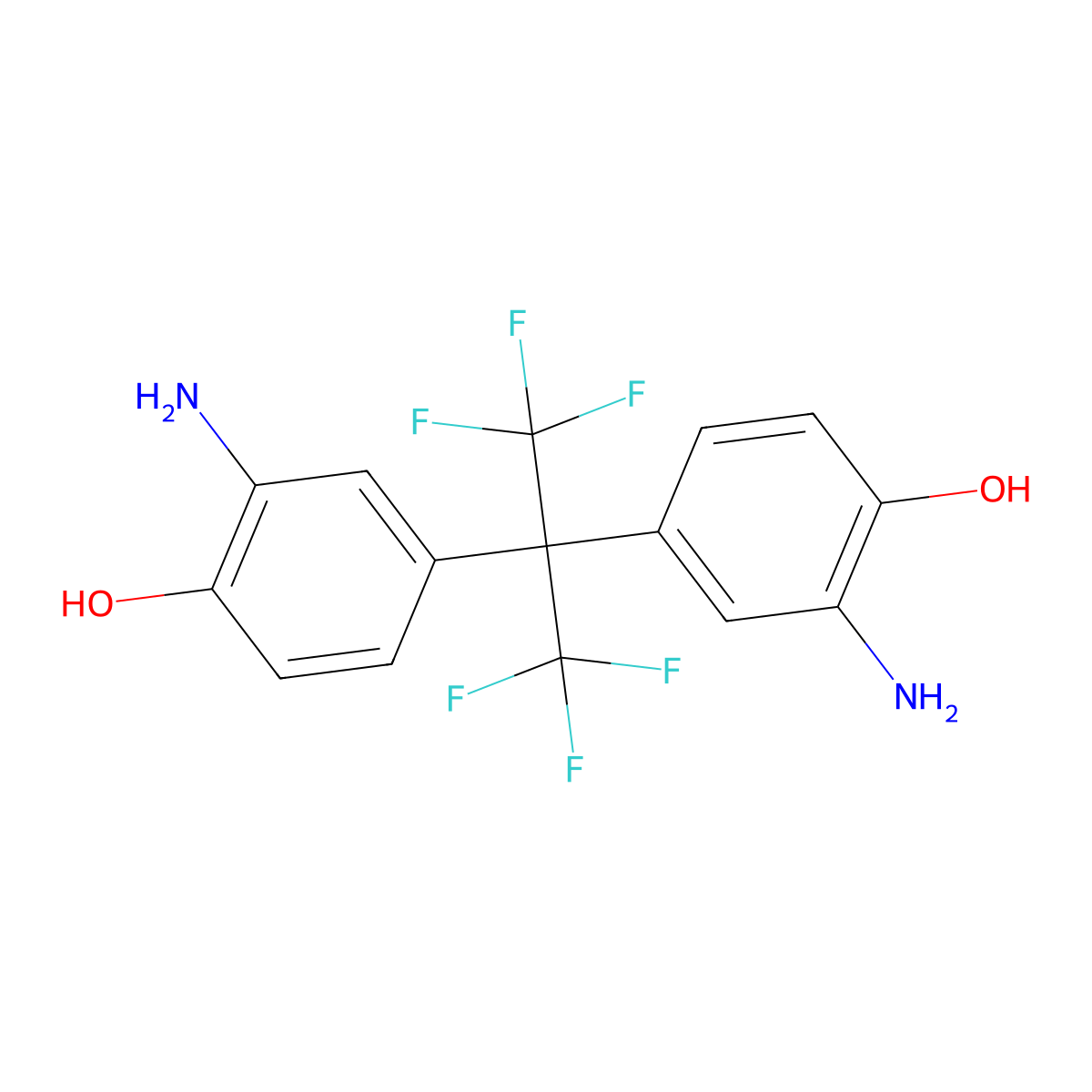 2,2-Bis(3-amino-4-hydroxyphenyl)hexafluoropropane molecular structure, CAS 83558-87-6