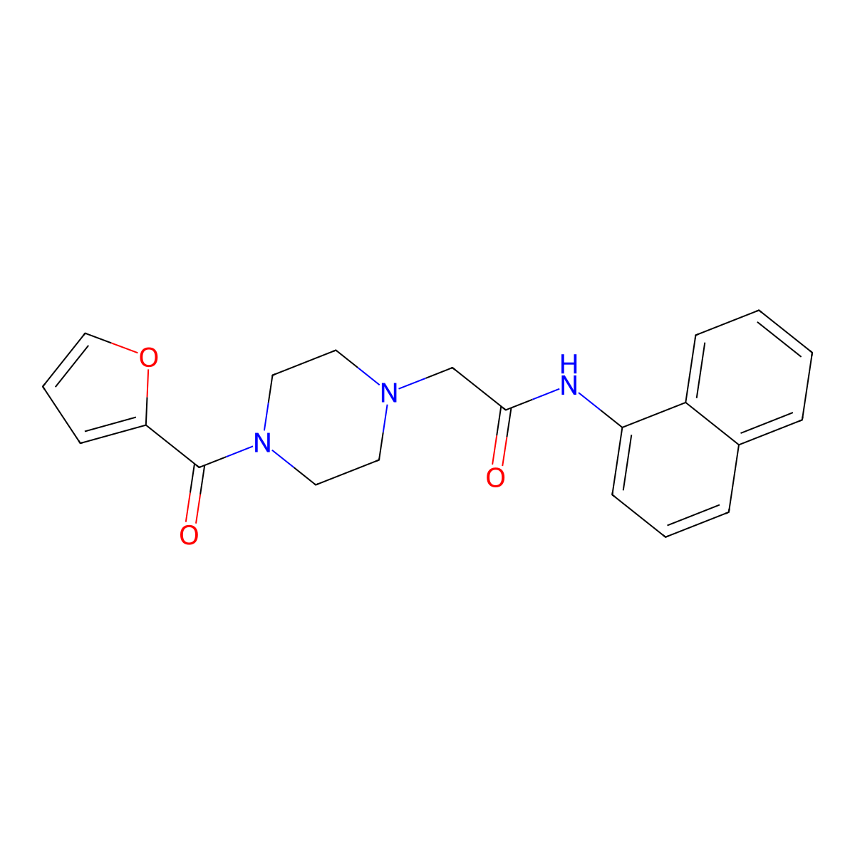 2-[4-(furan-2-carbonyl)piperazin-1-yl]-N-naphthalen-1-ylacetamide molecular structure, CAS 835598-90-8