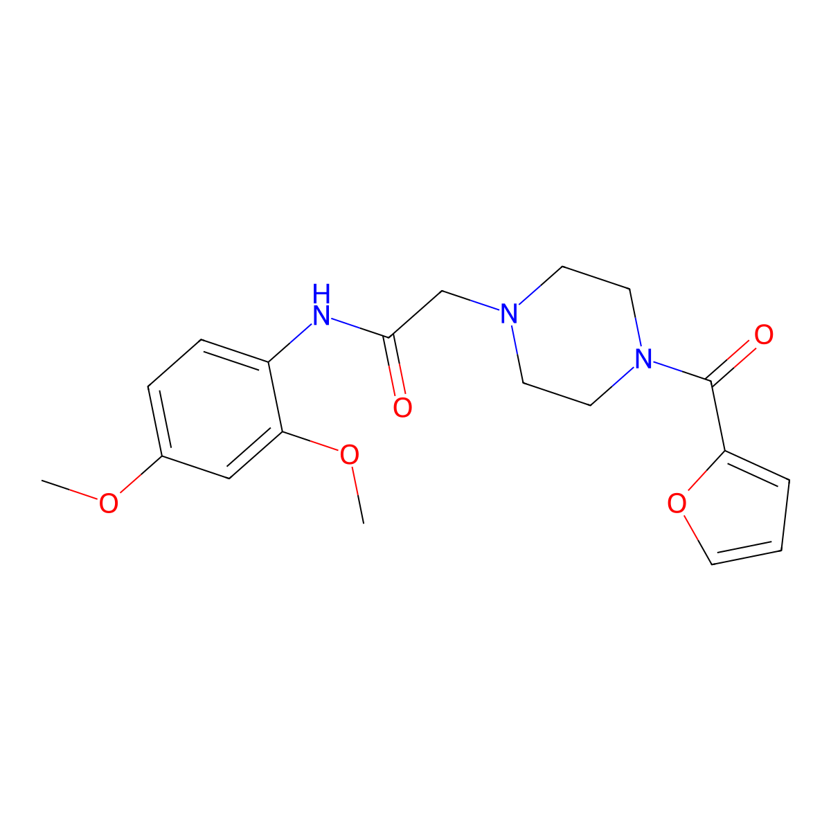 N-(2,4-dimethoxyphenyl)-2-[4-(furan-2-carbonyl)piperazin-1-yl]acetamide molecular structure, CAS 835598-98-6