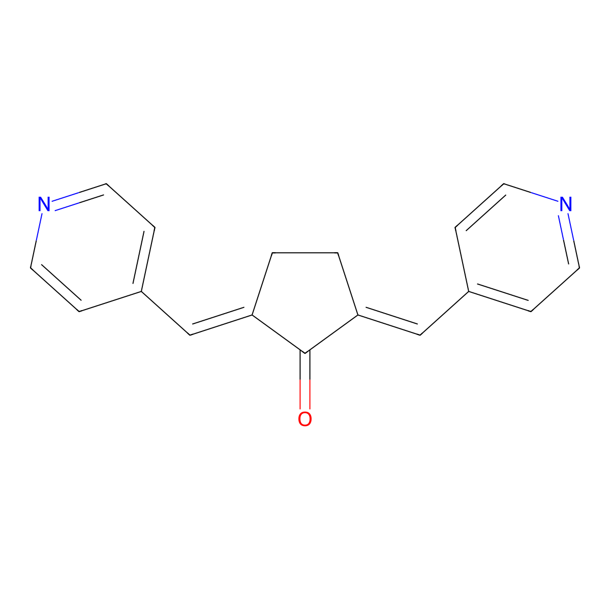 Cyclopentanone, 2,5-bis(4-pyridinylmethylene)-, (2E,5E)- molecular structure, CAS 835604-56-3