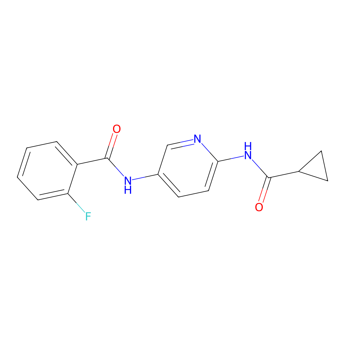 N-[6-(cyclopropanecarbonylamino)pyridin-3-yl]-2-fluorobenzamide molecular structure, CAS 835606-08-1