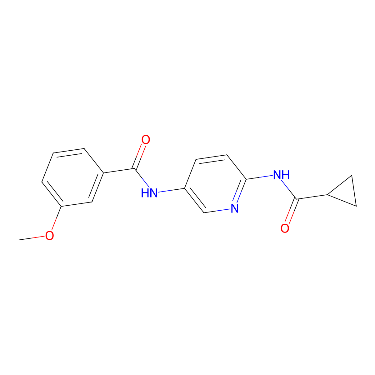 N-[6-(cyclopropanecarbonylamino)pyridin-3-yl]-3-methoxybenzamide molecular structure, CAS 835606-11-6