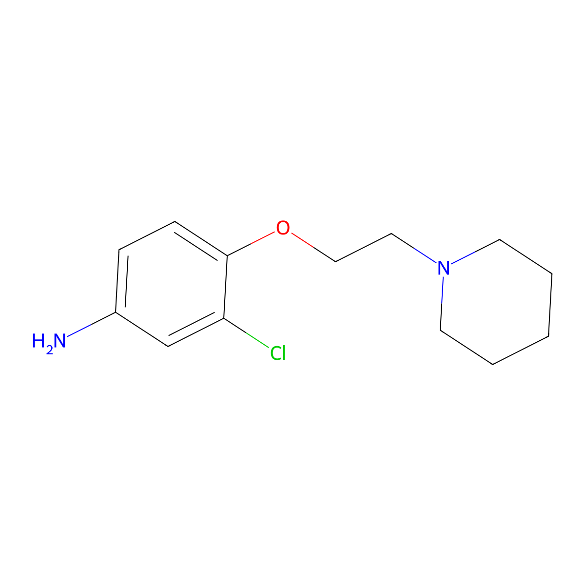 3-Chloro-4-(2-(piperidin-1-yl)ethoxy)aniline molecular structure, CAS 835633-67-5