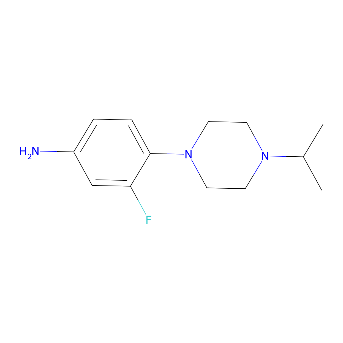 3-Fluoro-4-(4-isopropylpiperazin-1-yl)aniline molecular structure, CAS 835633-79-9