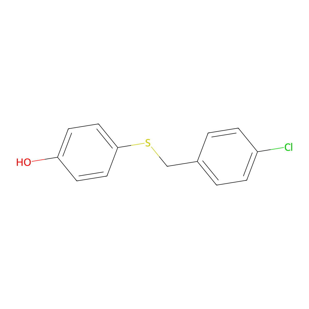 4-{[(4-Chlorophenyl)methyl]sulfanyl}phenol molecular structure, CAS 83582-88-1