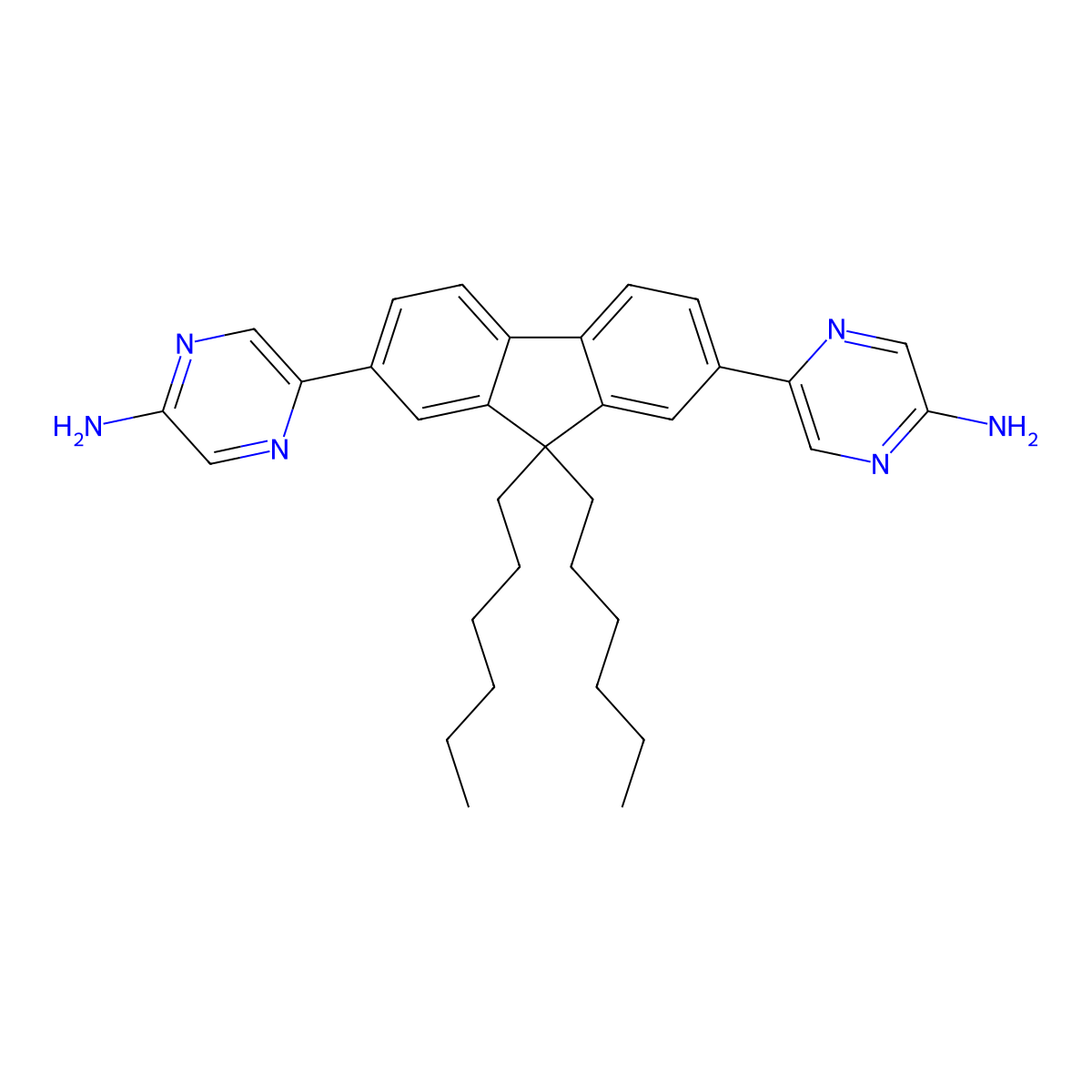 5-[7-(5-aminopyrazin-2-yl)-9,9-dihexyl-9H-fluoren-2-yl]pyrazin-2-amine molecular structure, CAS 835876-17-0