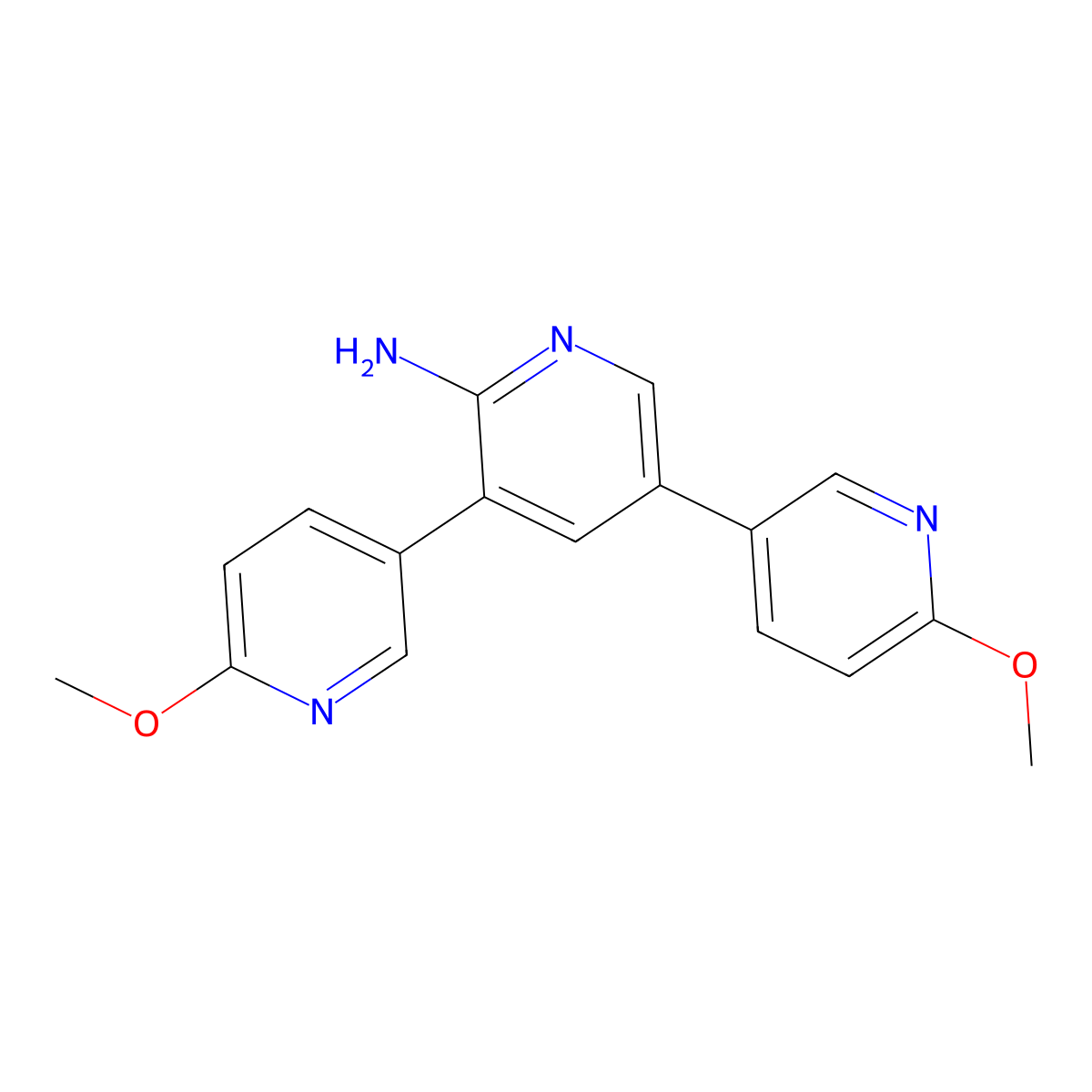 6'-Methoxy-5-(6-methoxypyridin-3-yl)-[3,3'-bipyridin]-2-amine molecular structure, CAS 835876-19-2