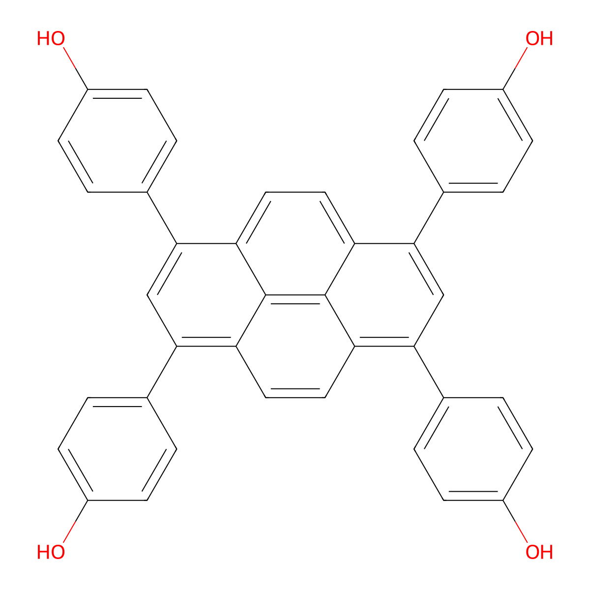 4,4',4'',4'''-(Pyrene-1,3,6,8-tetrayl)tetraphenol molecular structure, CAS 835878-20-1