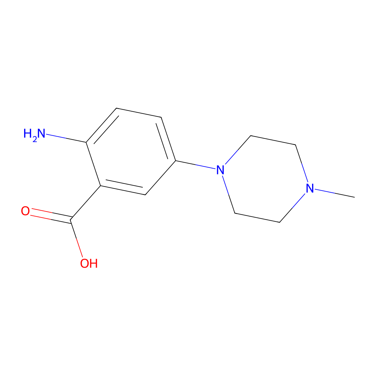 2-Amino-5-(4-methylpiperazin-1-yl)benzoic acid molecular structure, CAS 835879-06-6