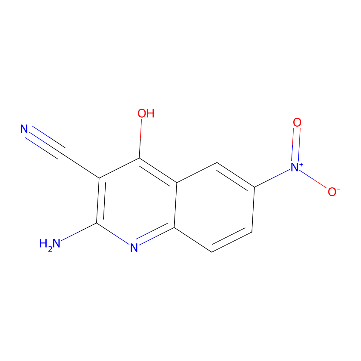 2-Amino-4-hydroxy-6-nitroquinoline-3-carbonitrile molecular structure, CAS 835879-34-0