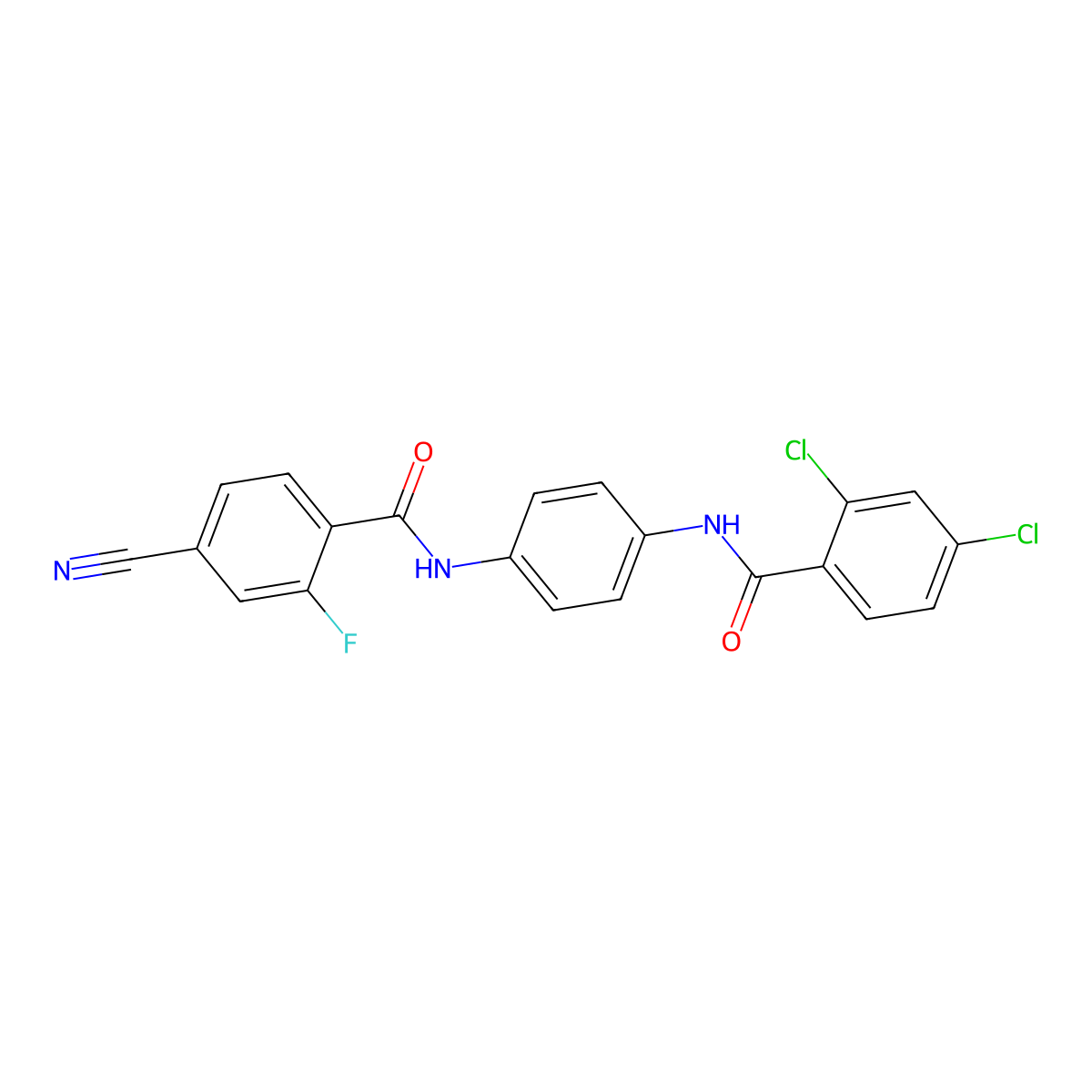 4-cyano-N-[4-[(2,4-dichlorobenzoyl)amino]phenyl]-2-fluorobenzamide molecular structure, CAS 835886-66-3