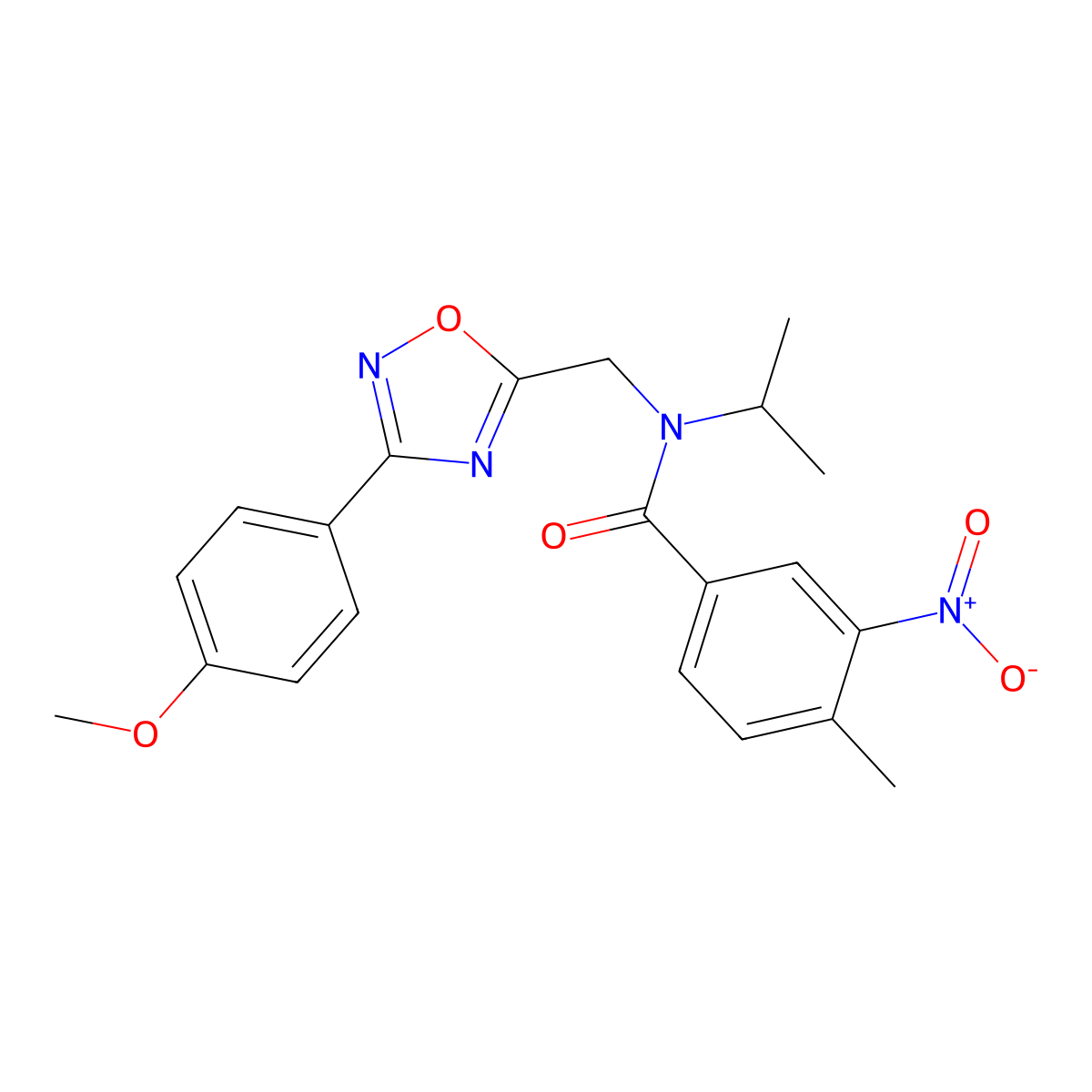 N-[[3-(4-methoxyphenyl)-1,2,4-oxadiazol-5-yl]methyl]-4-methyl-3-nitro-N-propan-2-ylbenzamide molecular structure, CAS 835886-72-1