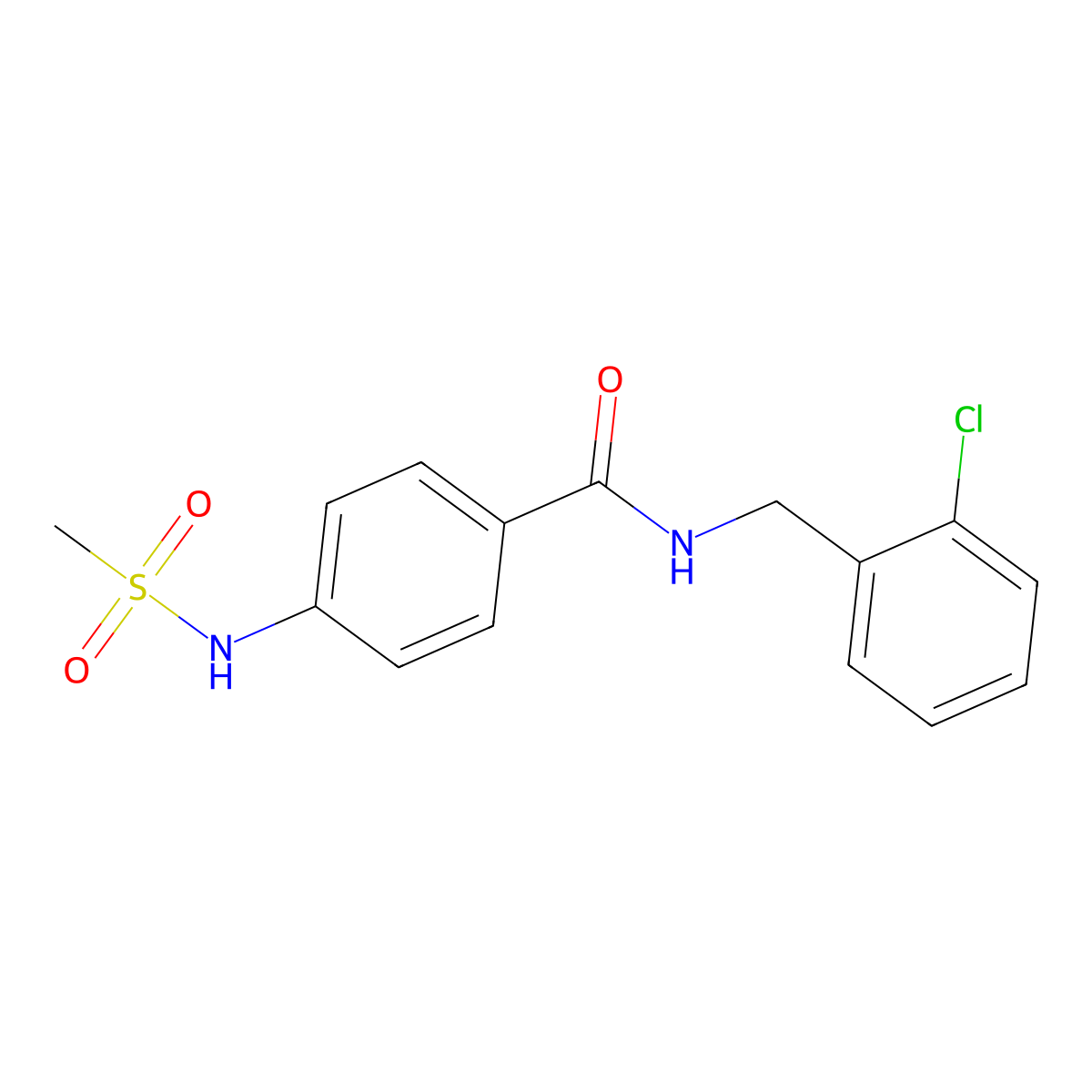 N-[(2-chlorophenyl)methyl]-4-(methanesulfonamido)benzamide molecular structure, CAS 835886-78-7