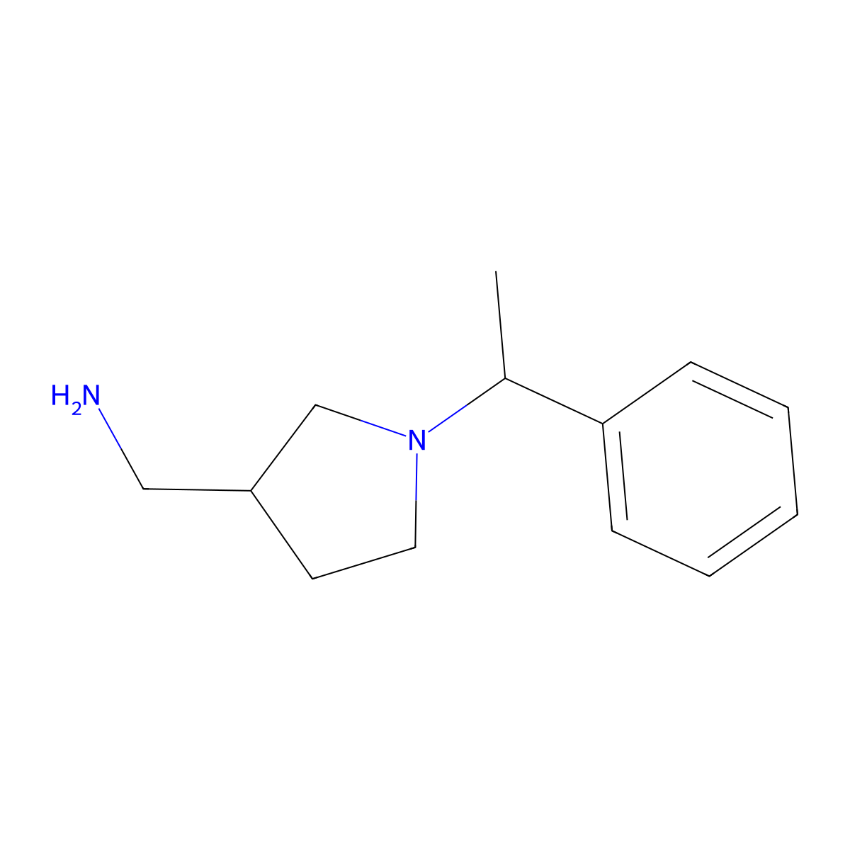 (1-(1-Phenylethyl)pyrrolidin-3-yl)methanamine molecular structure, CAS 835886-98-1