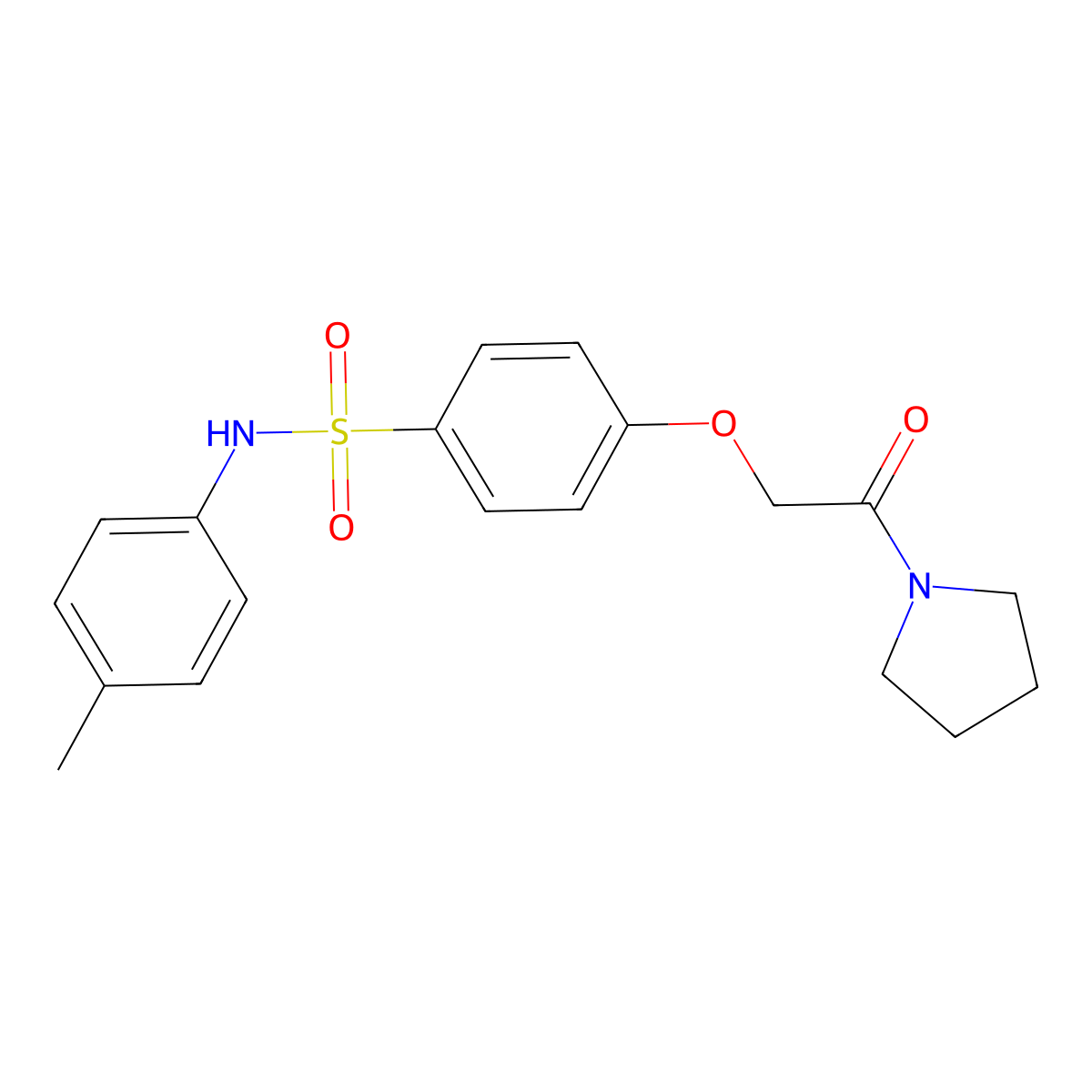 N-(4-methylphenyl)-4-(2-oxo-2-pyrrolidin-1-ylethoxy)benzenesulfonamide molecular structure, CAS 835887-07-5