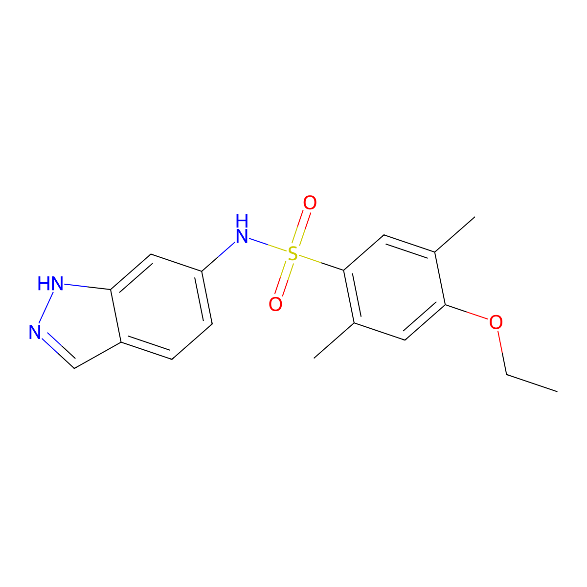 4-ethoxy-N-1H-indazol-6-yl-2,5-dimethylbenzenesulfonamide molecular structure, CAS 835887-08-6