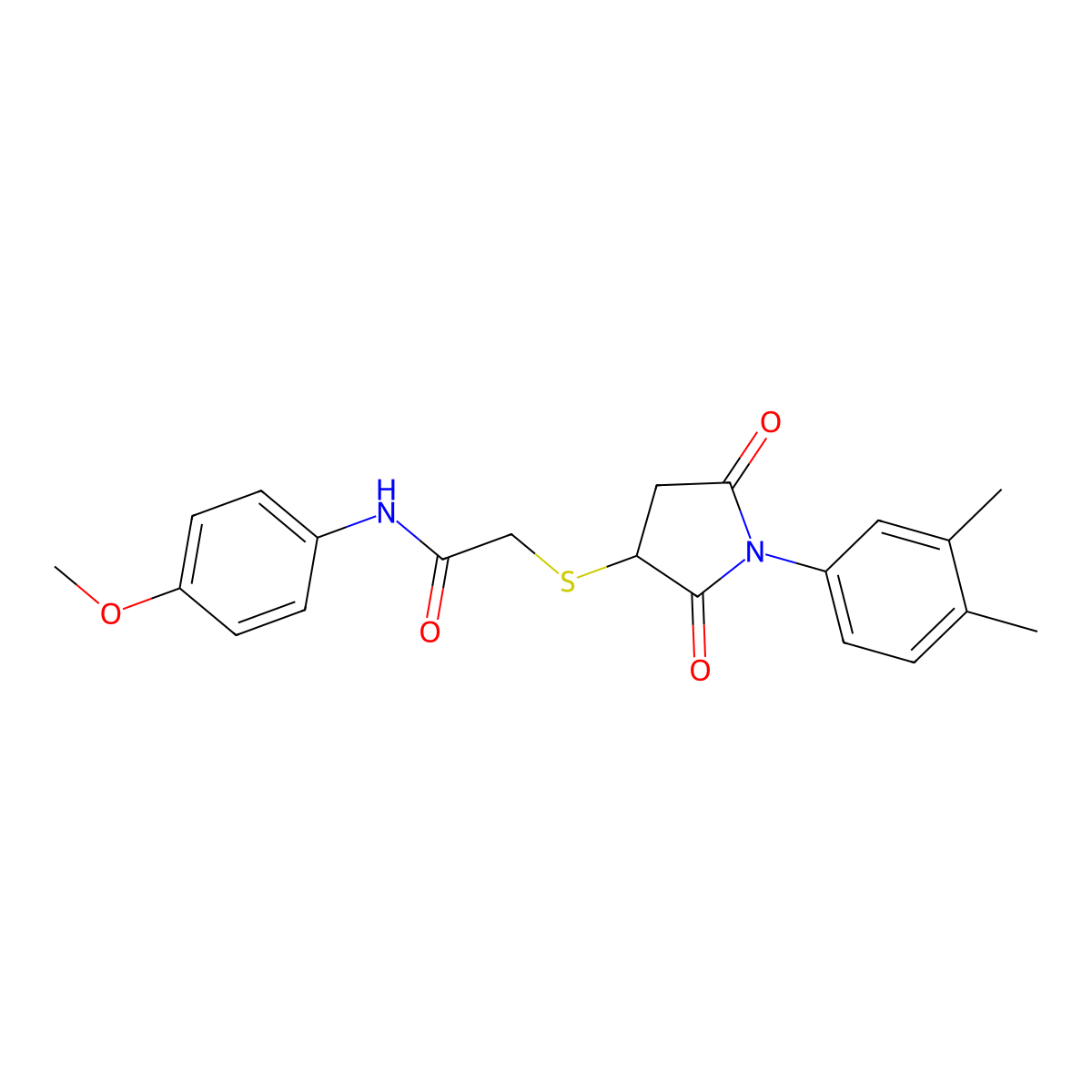 2-((1-(3,4-dimethylphenyl)-2,5-dioxopyrrolidin-3-yl)thio)-N-(4-methoxyphenyl)acetamide molecular structure, CAS 835887-18-8