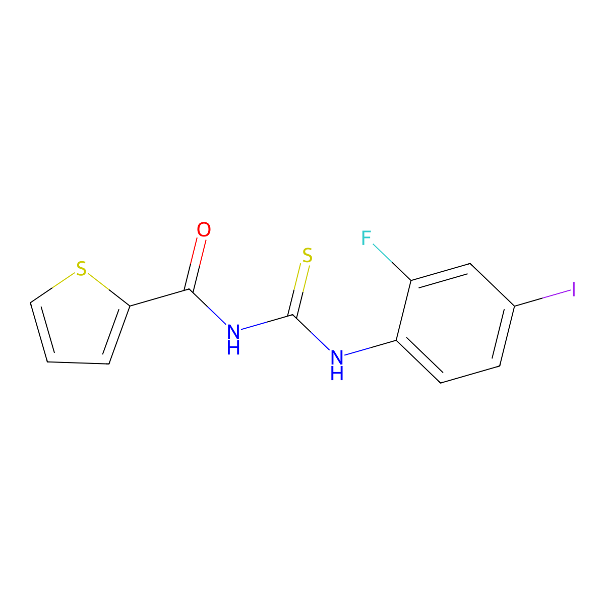 N-[(2-fluoro-4-iodophenyl)carbamothioyl]thiophene-2-carboxamide molecular structure, CAS 835887-26-8