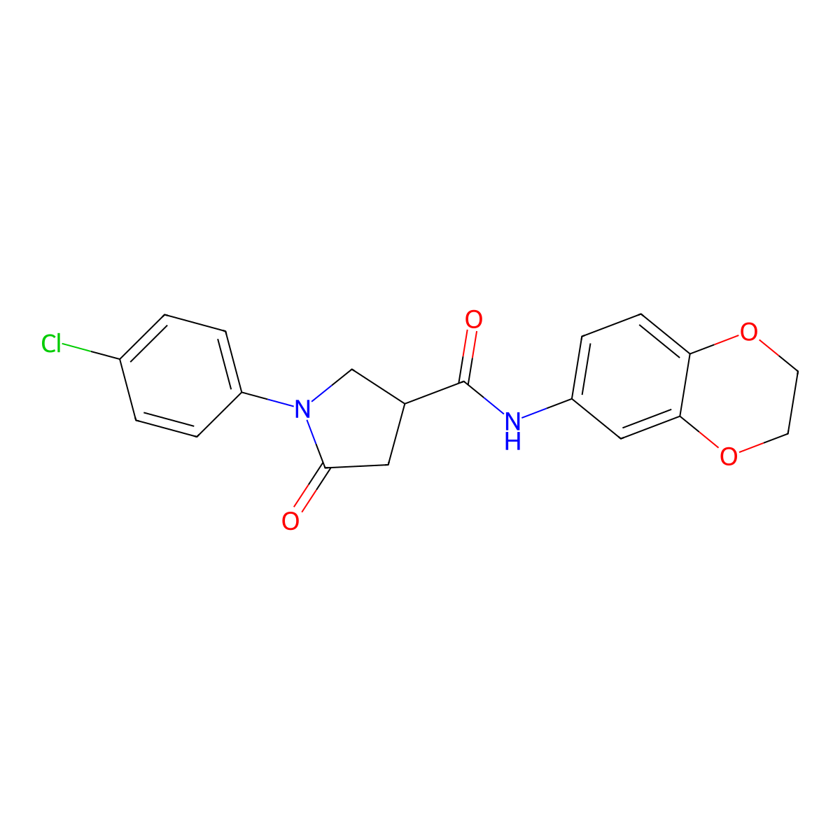 1-(4-chlorophenyl)-N-(2,3-dihydro-1,4-benzodioxin-6-yl)-5-oxopyrrolidine-3-carboxamide molecular structure, CAS 835887-27-9