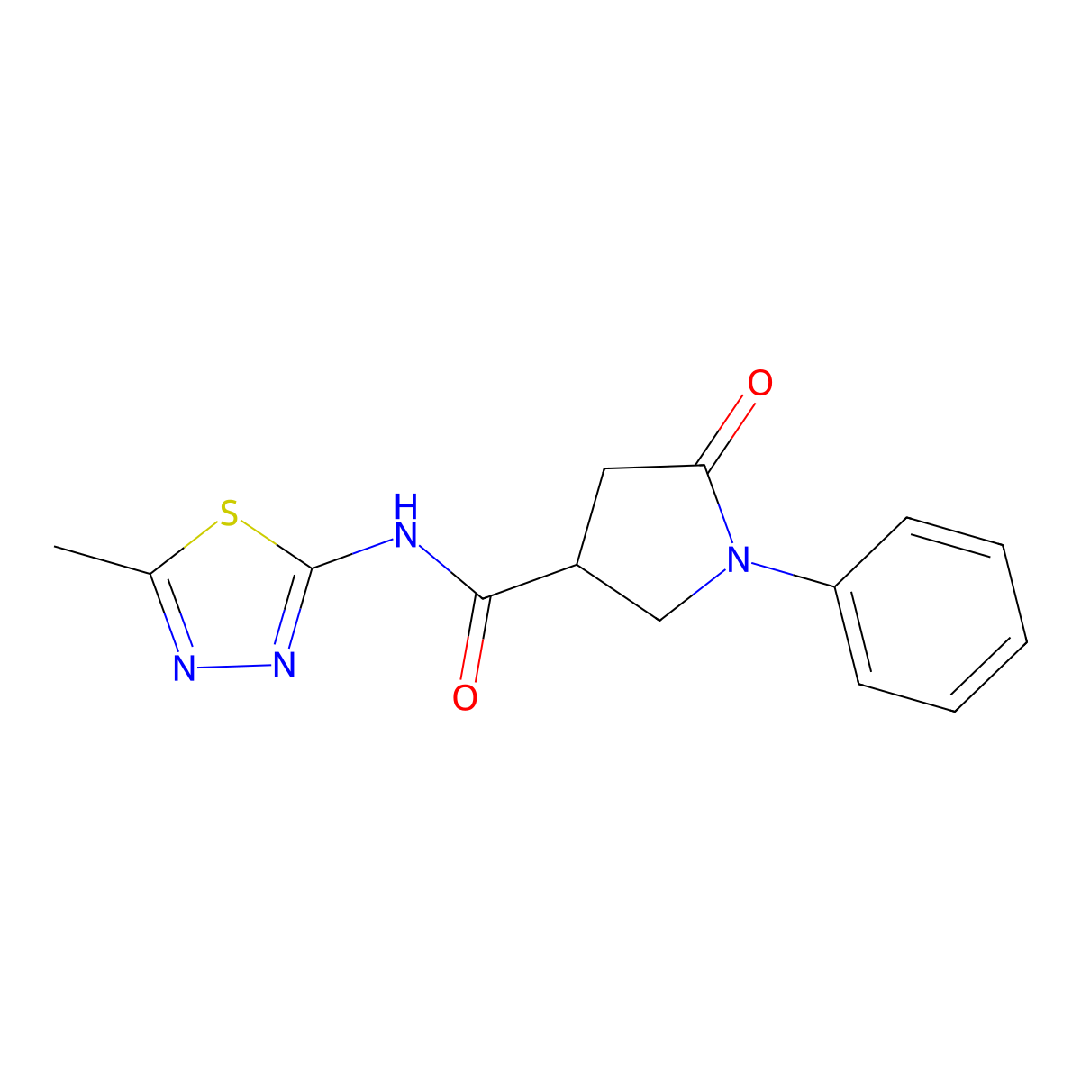 N-(5-methyl-1,3,4-thiadiazol-2-yl)-5-oxo-1-phenylpyrrolidine-3-carboxamide molecular structure, CAS 835887-30-4