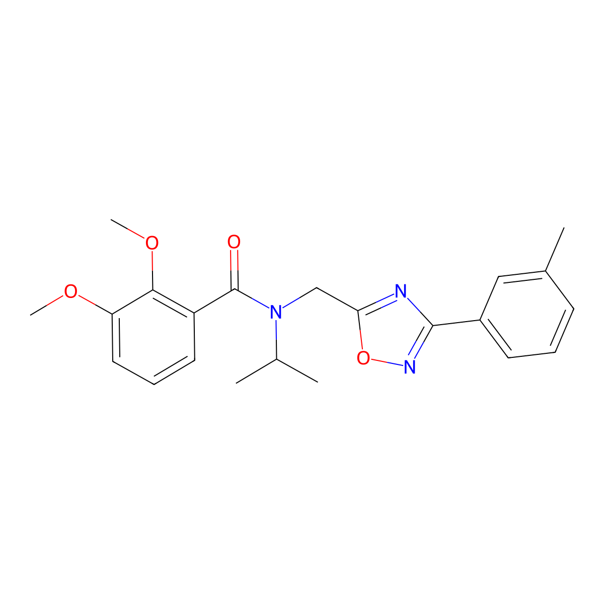 2,3-dimethoxy-N-[[3-(3-methylphenyl)-1,2,4-oxadiazol-5-yl]methyl]-N-propan-2-ylbenzamide molecular structure, CAS 835887-76-8