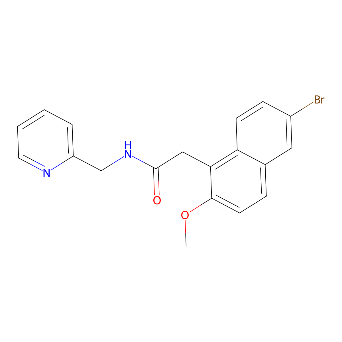 2-(6-bromo-2-methoxynaphthalen-1-yl)-N-(pyridin-2-ylmethyl)acetamide molecular structure, CAS 835888-12-5