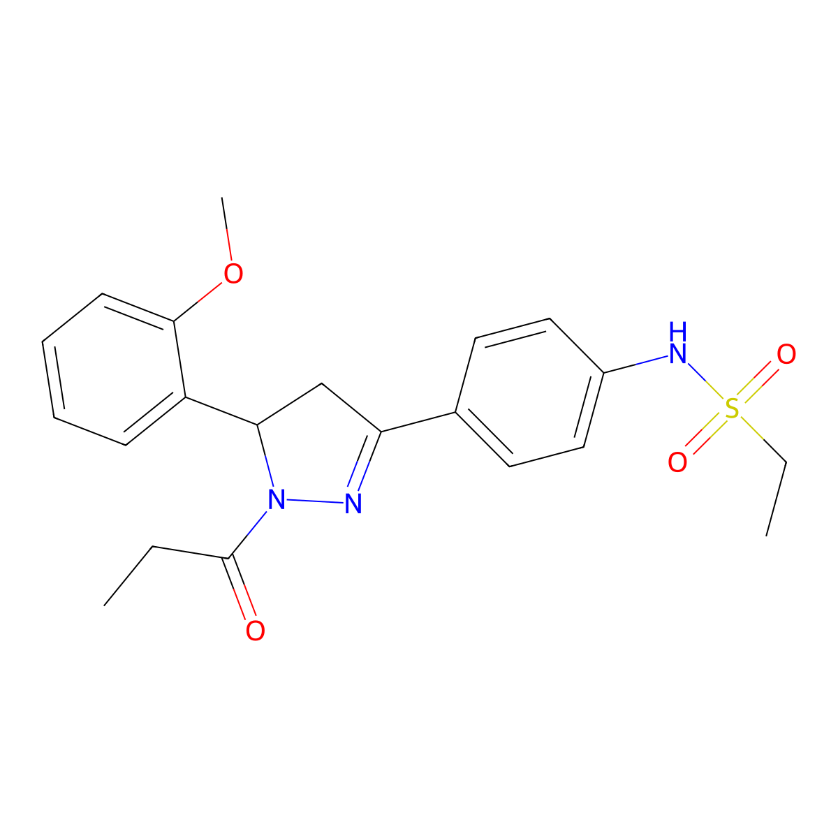 N-[4-[3-(2-methoxyphenyl)-2-propanoyl-3,4-dihydropyrazol-5-yl]phenyl]ethanesulfonamide molecular structure, CAS 835888-23-8
