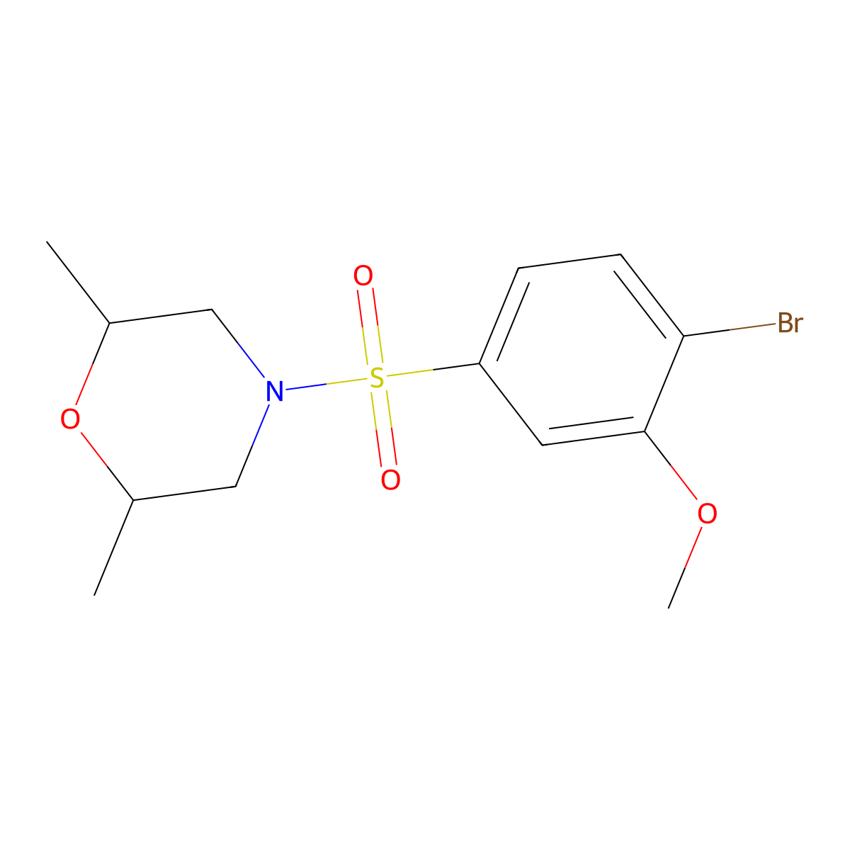 4-(4-Bromo-3-methoxyphenyl)sulfonyl-2,6-dimethylmorpholine molecular structure, CAS 835888-38-5