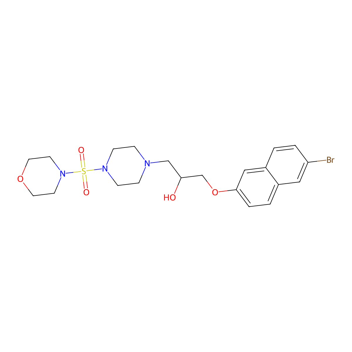 1-[(6-Bromonaphthalen-2-yl)oxy]-3-[4-(morpholine-4-sulfonyl)piperazin-1-yl]propan-2-ol molecular structure, CAS 835888-44-3