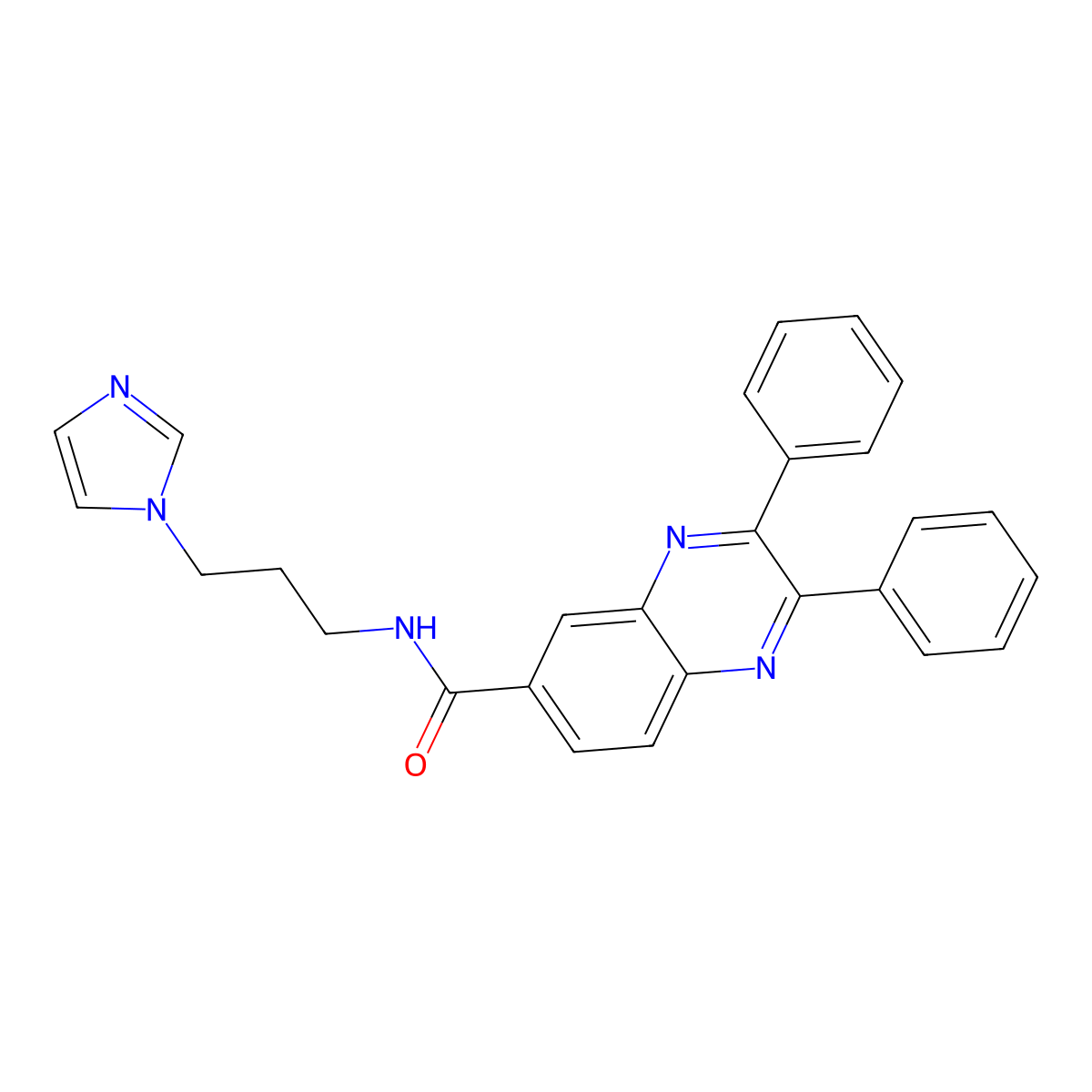 N-[3-(1H-imidazol-1-yl)propyl]-2,3-diphenylquinoxaline-6-carboxamide molecular structure, CAS 835888-55-6