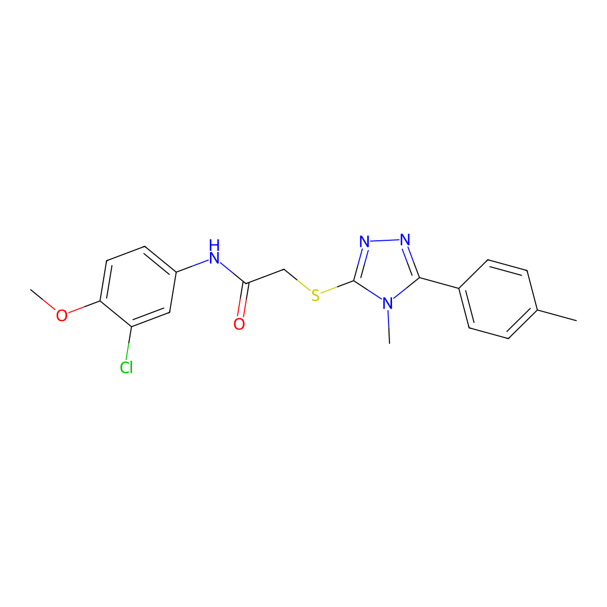 N-(3-chloro-4-methoxyphenyl)-2-[[4-methyl-5-(4-methylphenyl)-1,2,4-triazol-3-yl]sulfanyl]acetamide molecular structure, CAS 835888-67-0