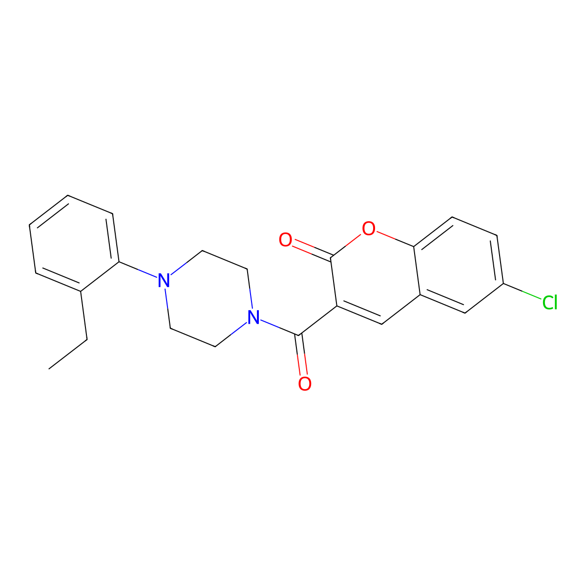 6-Chloro-3-[4-(2-ethylphenyl)piperazine-1-carbonyl]chromen-2-one molecular structure, CAS 835888-69-2