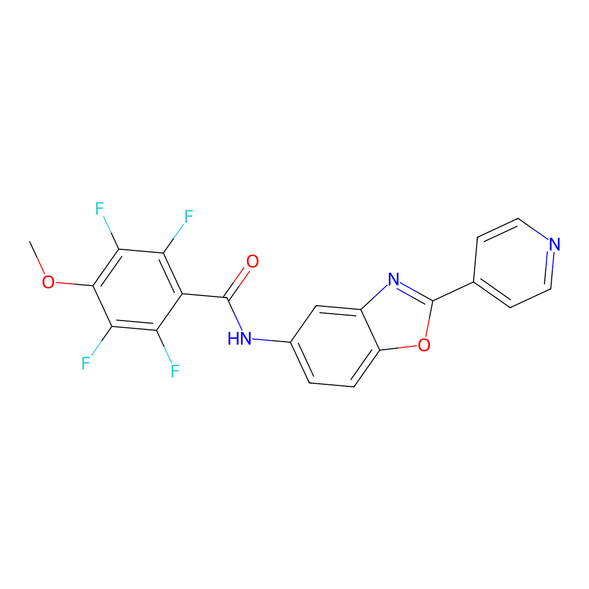 2,3,5,6-tetrafluoro-4-methoxy-N-[2-(4-pyridinyl)-1,3-benzoxazol-5-yl]benzamide molecular structure, CAS 835888-85-2