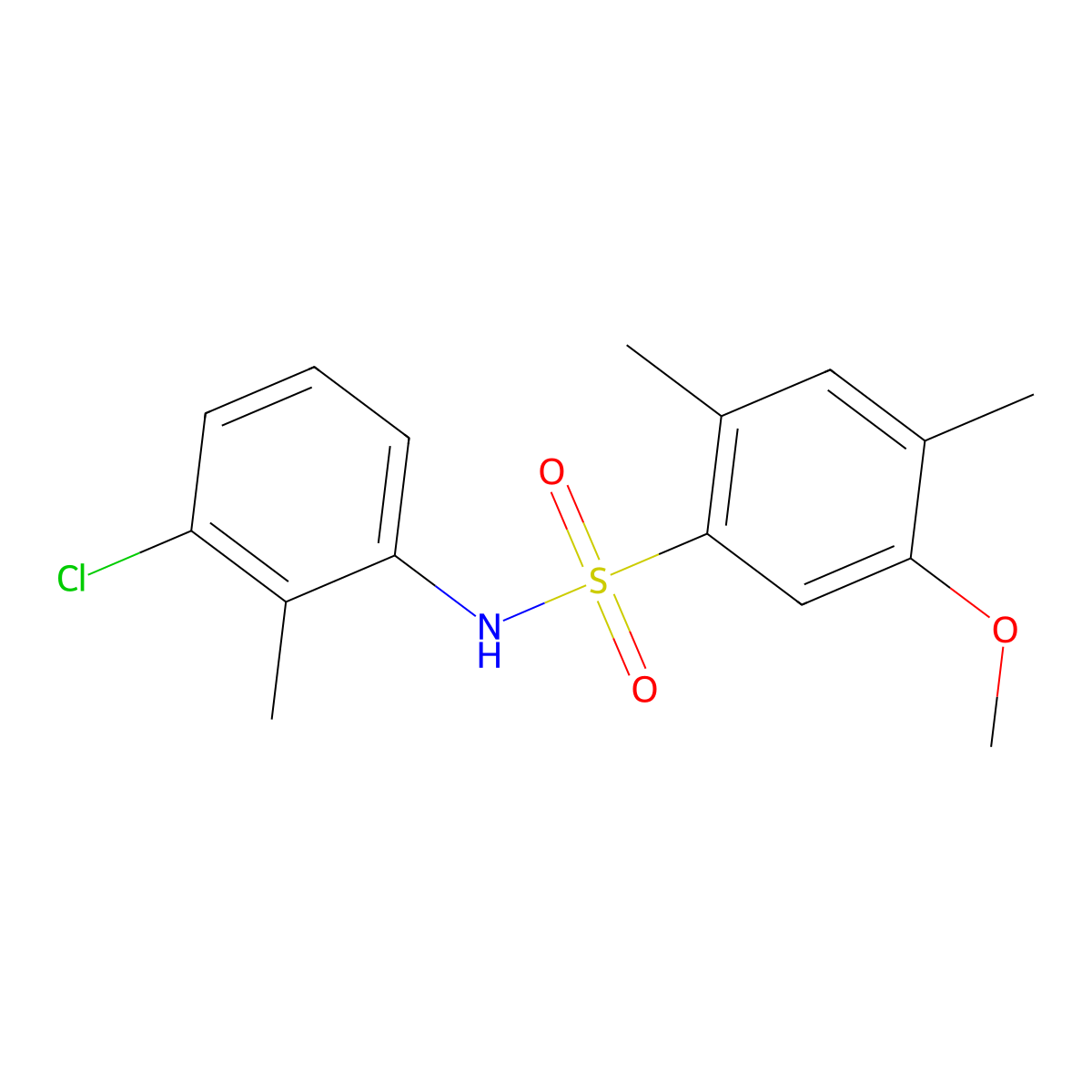 N-(3-chloro-2-methylphenyl)-5-methoxy-2,4-dimethylbenzenesulfonamide molecular structure, CAS 835888-96-5