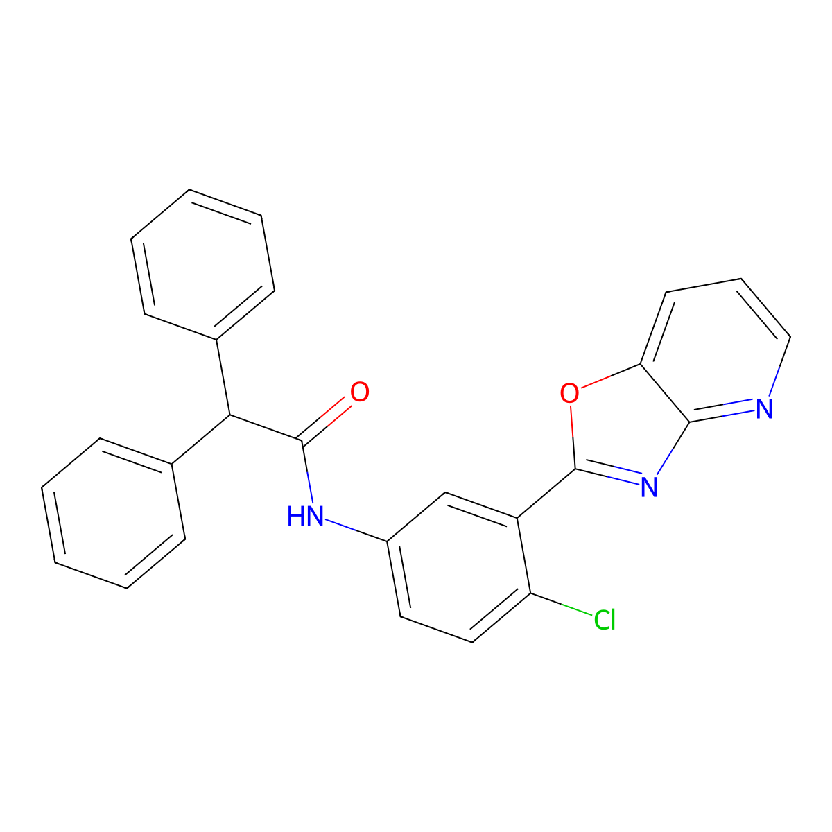 N-[4-chloro-3-([1,3]oxazolo[4,5-b]pyridin-2-yl)phenyl]-2,2-diphenylacetamide molecular structure, CAS 835889-03-7