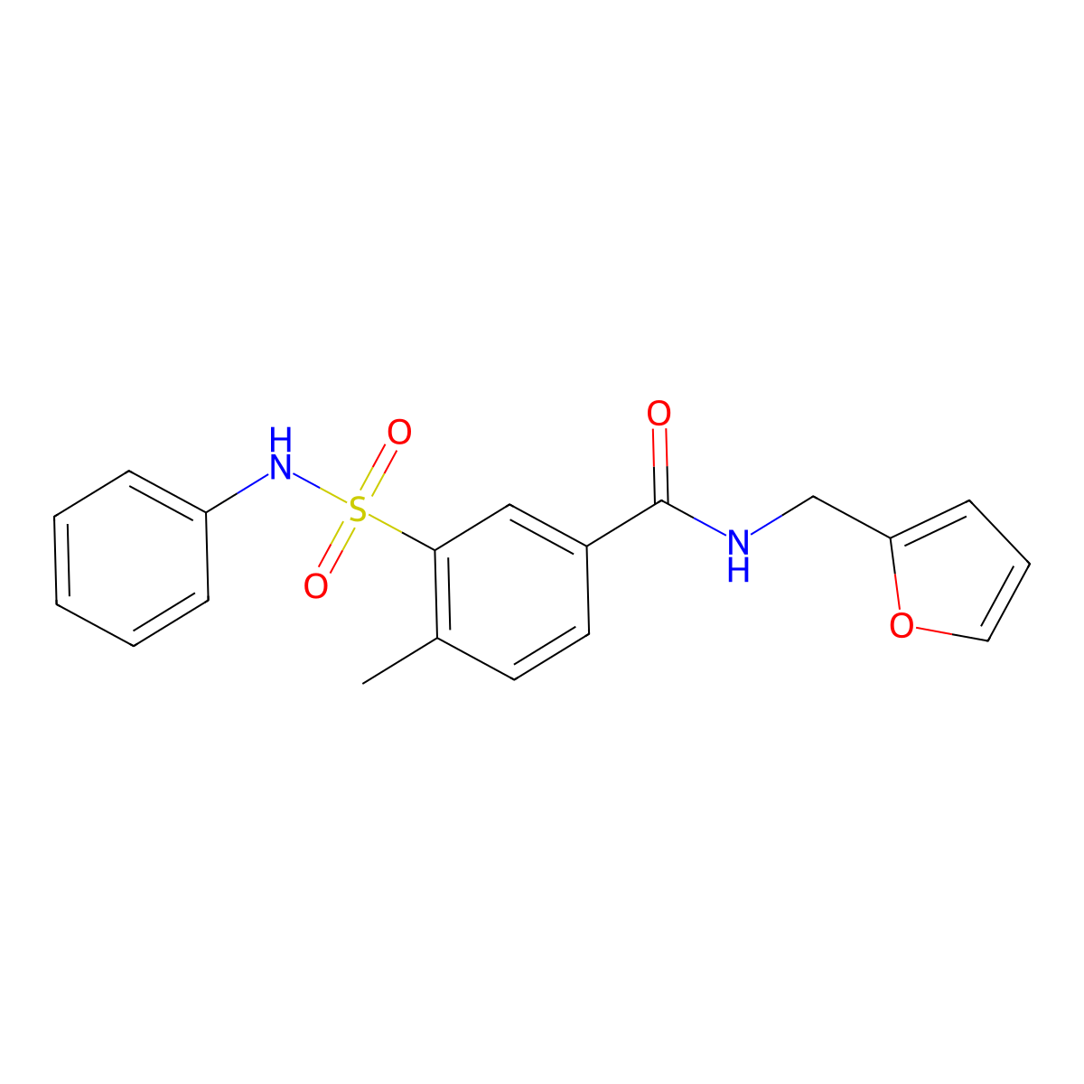 N-(furan-2-ylmethyl)-4-methyl-3-(phenylsulfamoyl)benzamide molecular structure, CAS 835889-04-8