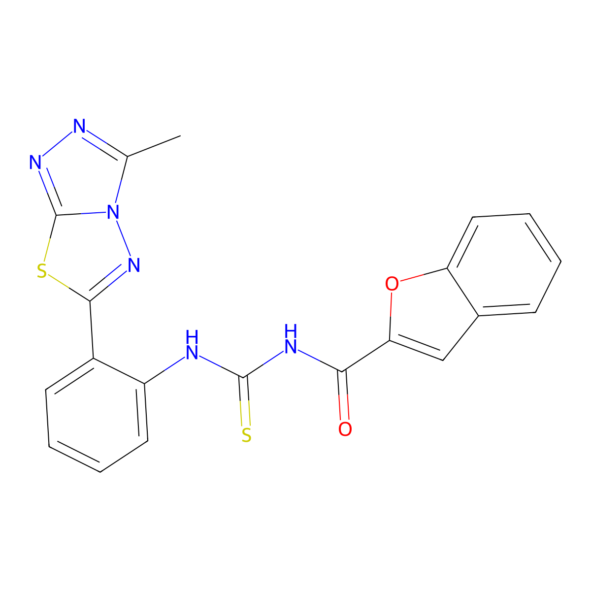 N-[[2-(3-methyl-[1,2,4]triazolo[3,4-b][1,3,4]thiadiazol-6-yl)phenyl]carbamothioyl]-1-benzofuran-2-carboxamide molecular structure, CAS 835889-13-9